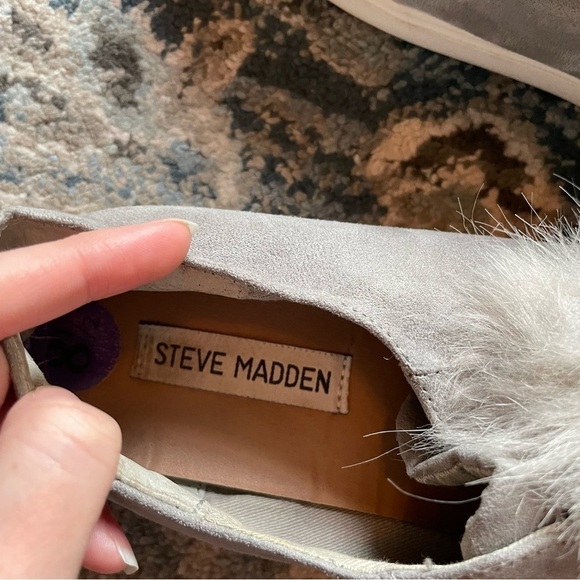 Steve Madden Grey Fluff Slip On Sneakers - Picture 3 of 8